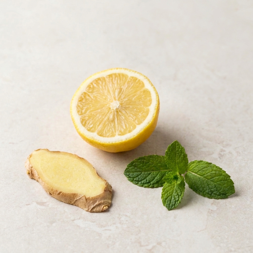 Limón, jengibre y hierbabuena para recetas naturales
