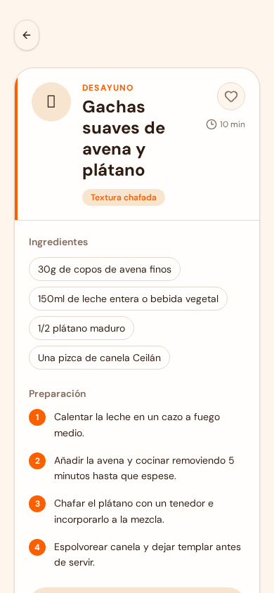 Detalle de receta con ingredientes y pasos