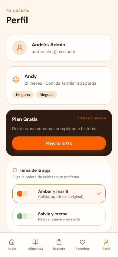 Perfil del bebé y preferencias