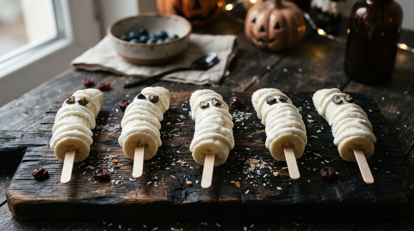 Momias de plátano para Halloween